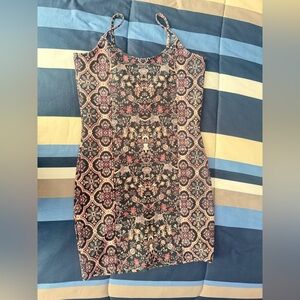 Topshop Black and Patterned Mini Dress